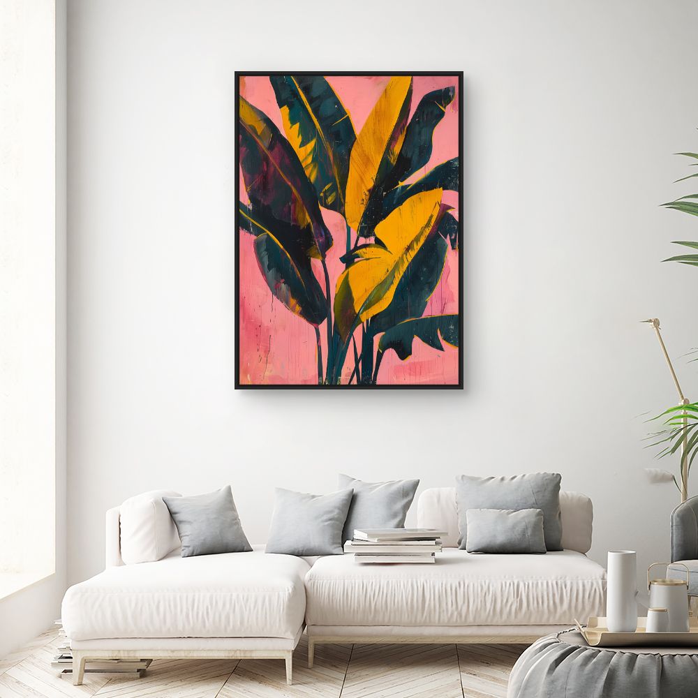 Toile "Feuilles exotiques vibrantes"