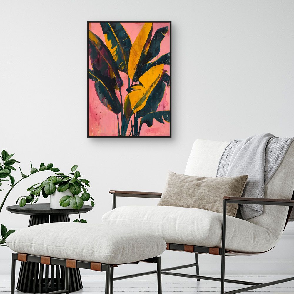 Toile "Feuilles exotiques vibrantes"