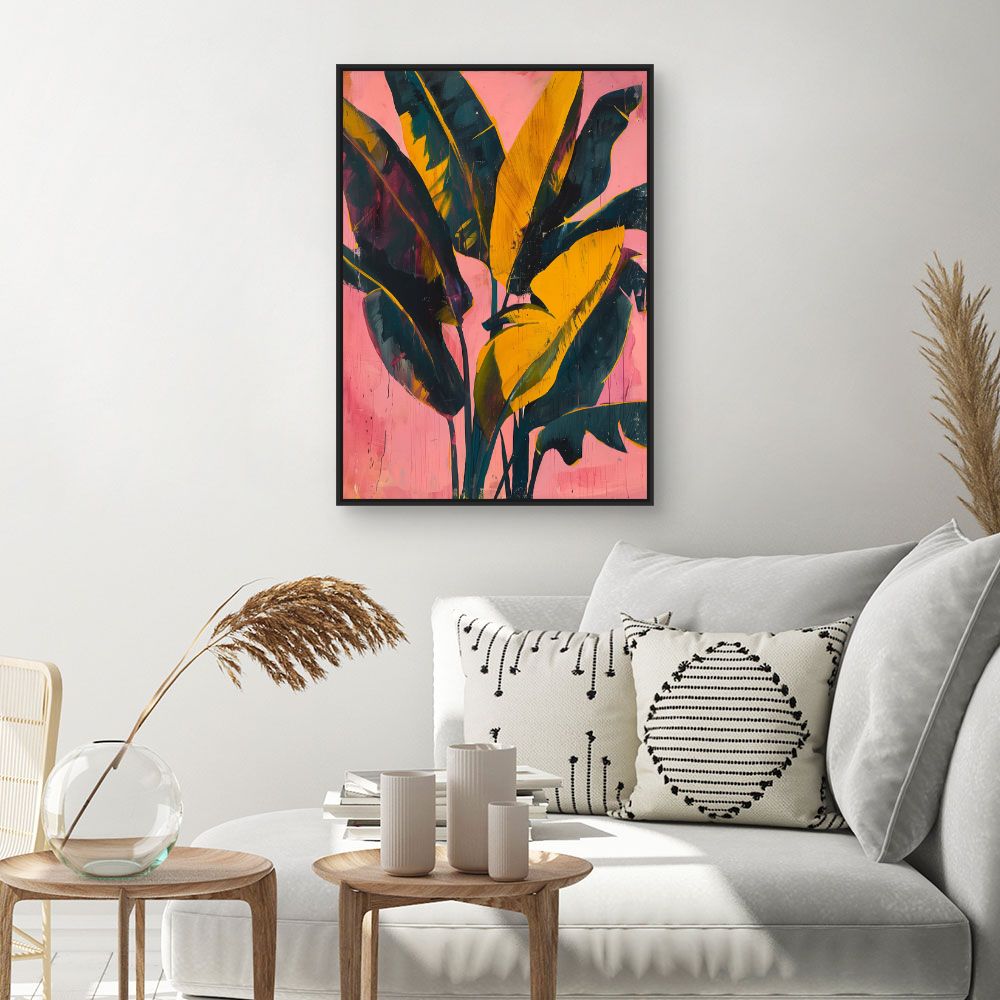 Toile "Feuilles exotiques vibrantes"