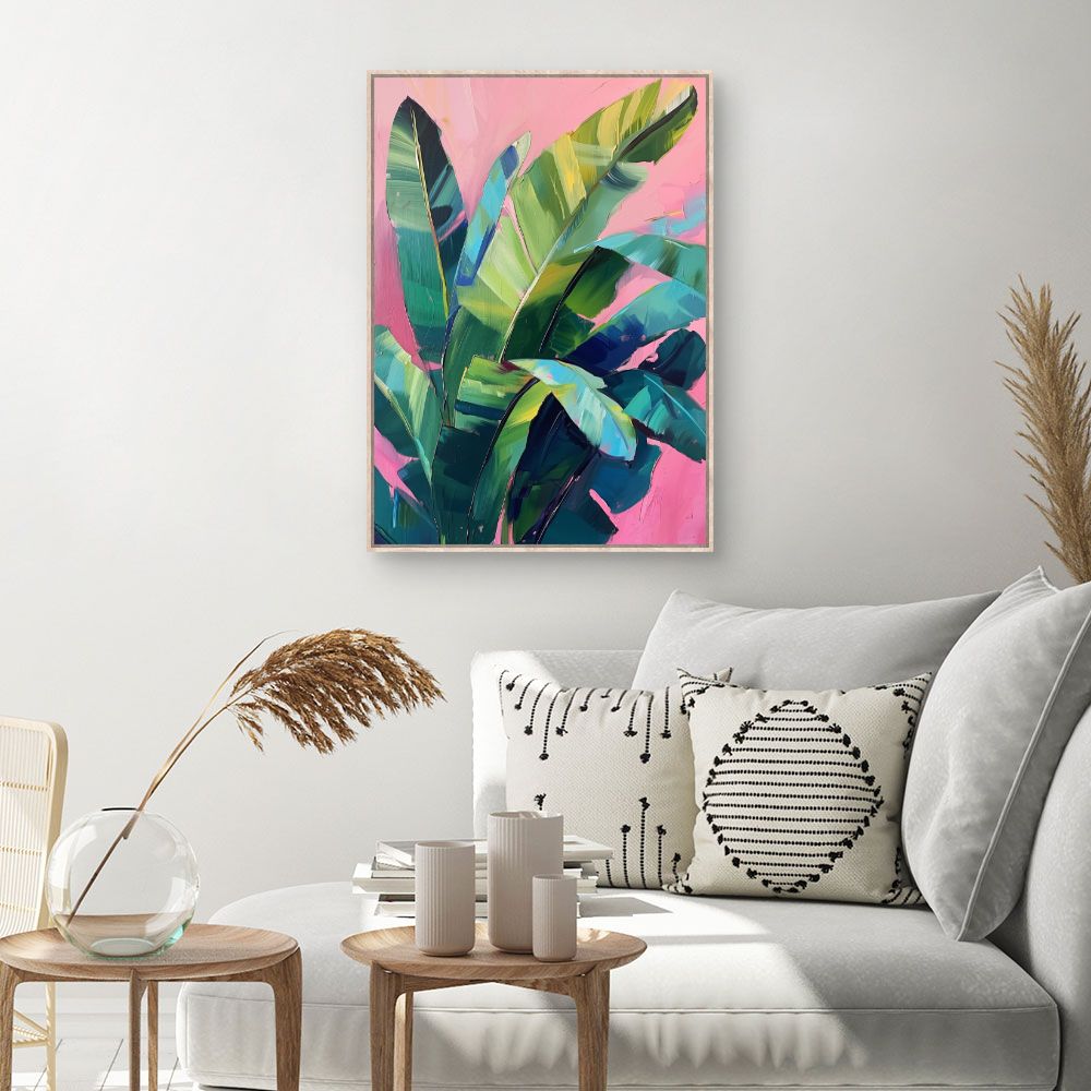 Toile Feuillage exotique vibrant – toile cadre naturel (slide 1, 60×90)