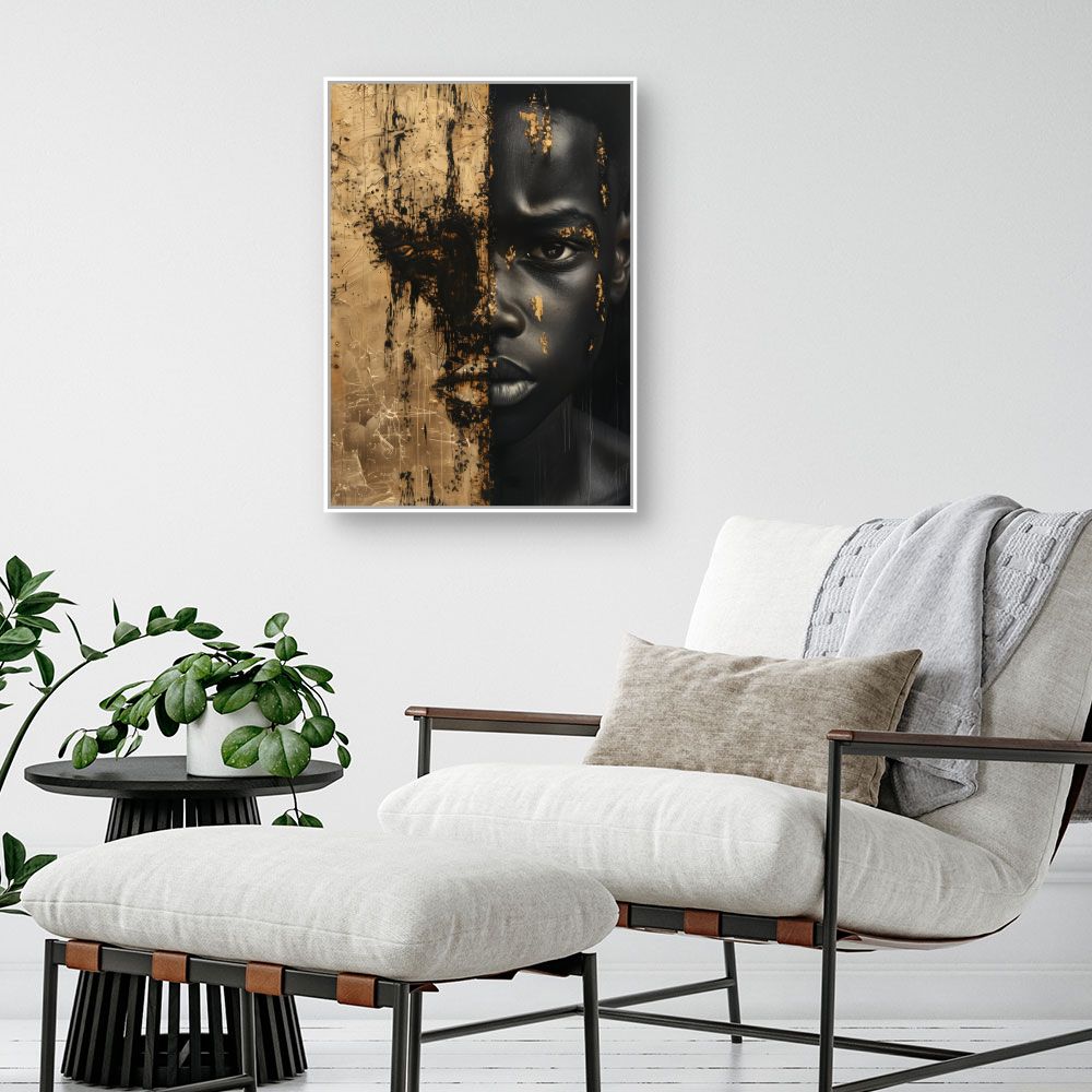 Toile "Portrait doré intrigant"