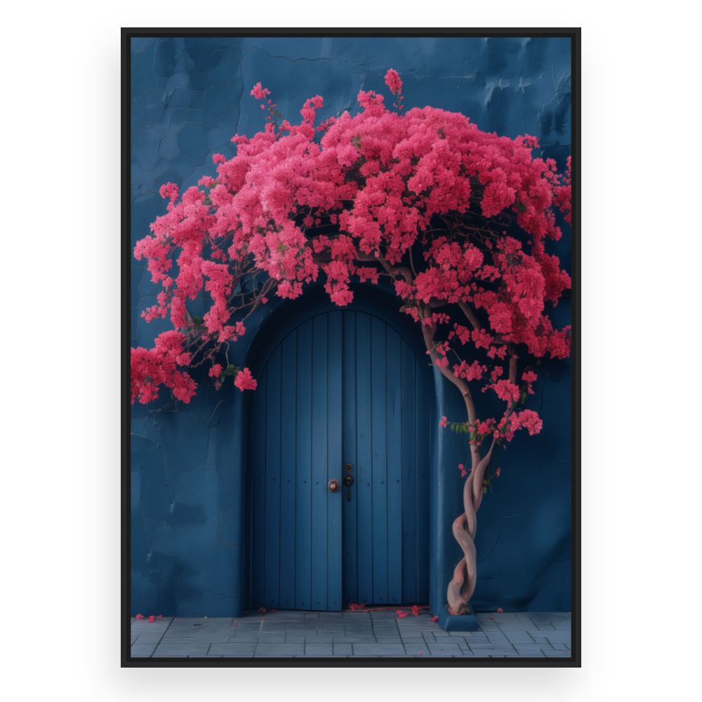 Toile Porte fleurie – toile cadre noir (slide 3)