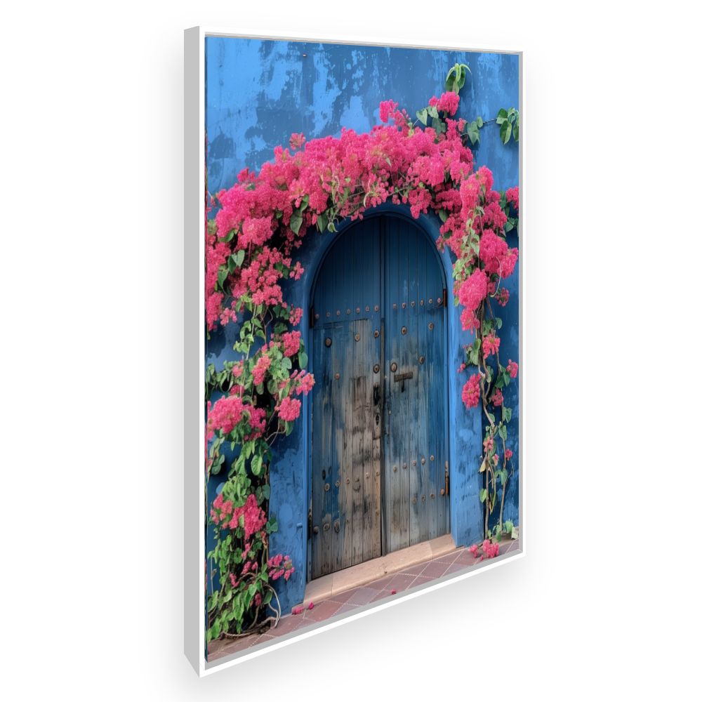 Toile Porte fleurie charmante – toile cadre blanc (slide 2)