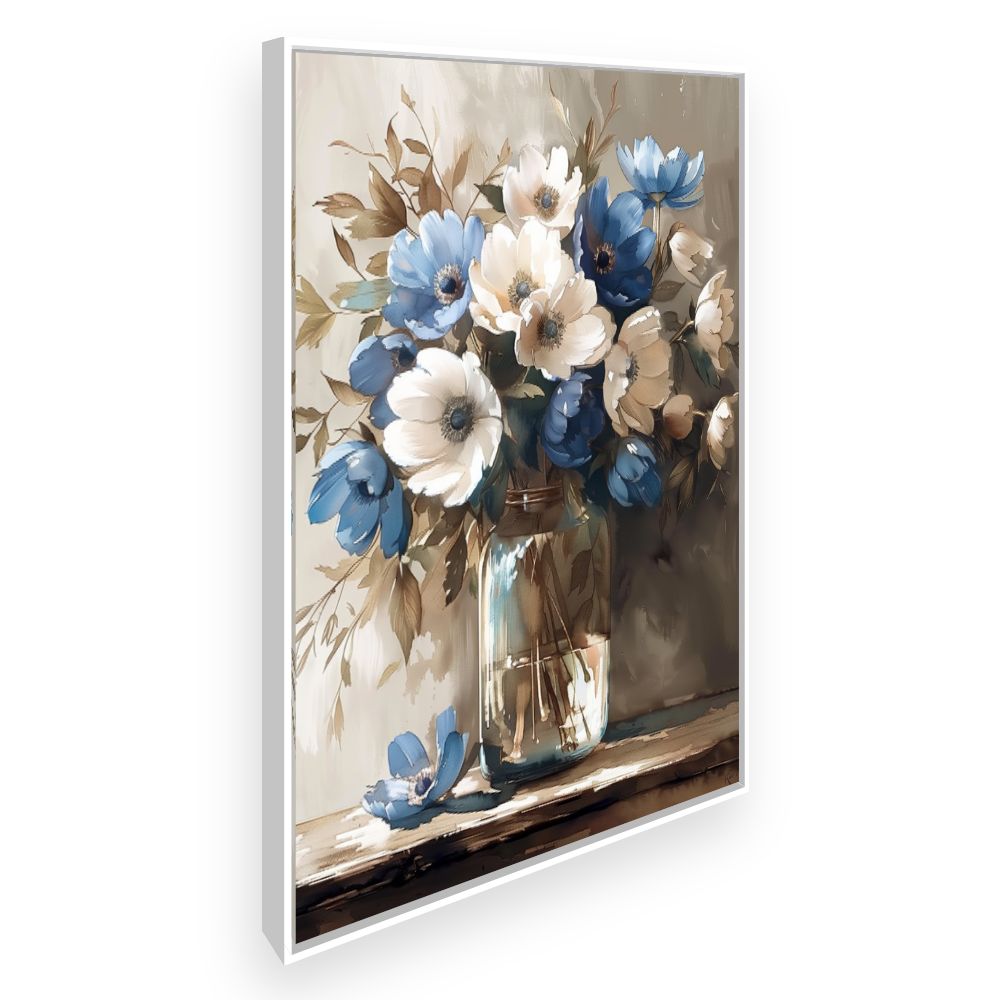 Toile Fleurs élégantes – toile cadre blanc (slide 2)