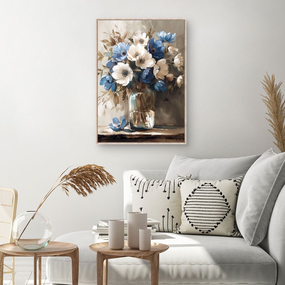 Toile Fleurs élégantes – toile cadre naturel (slide 1, 60×90)