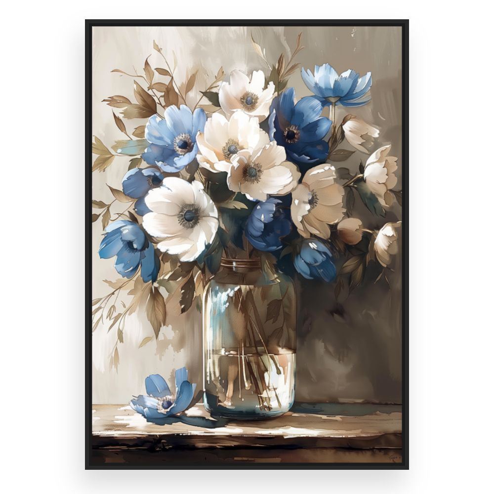 Toile Fleurs élégantes – toile cadre noir (slide 3)