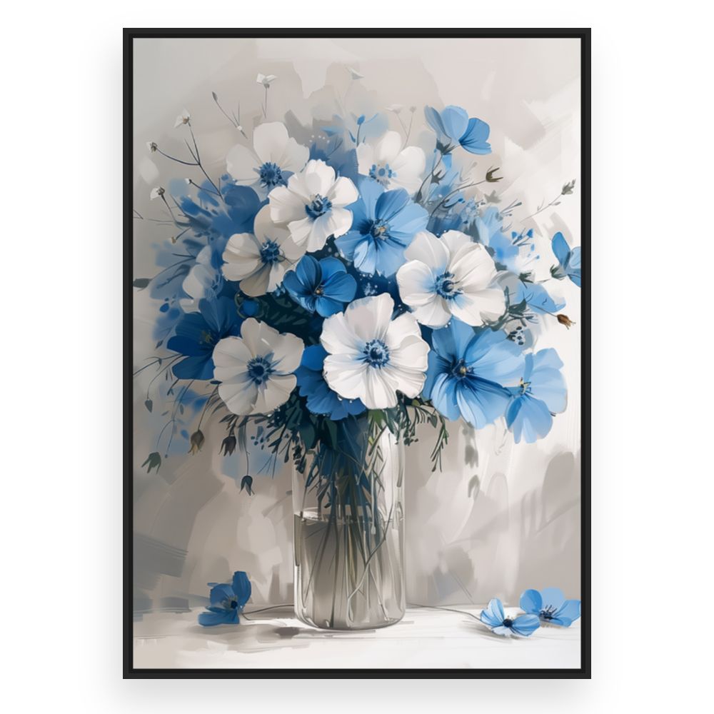 Toile Bouquet floral élégant – toile cadre noir (slide 3)