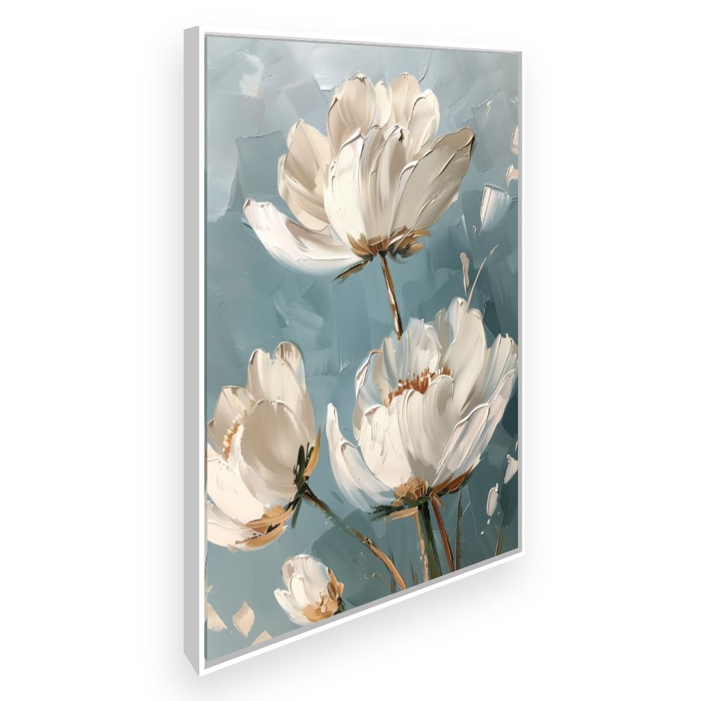 Toile Fleurs élégantes – toile cadre blanc (slide 2)