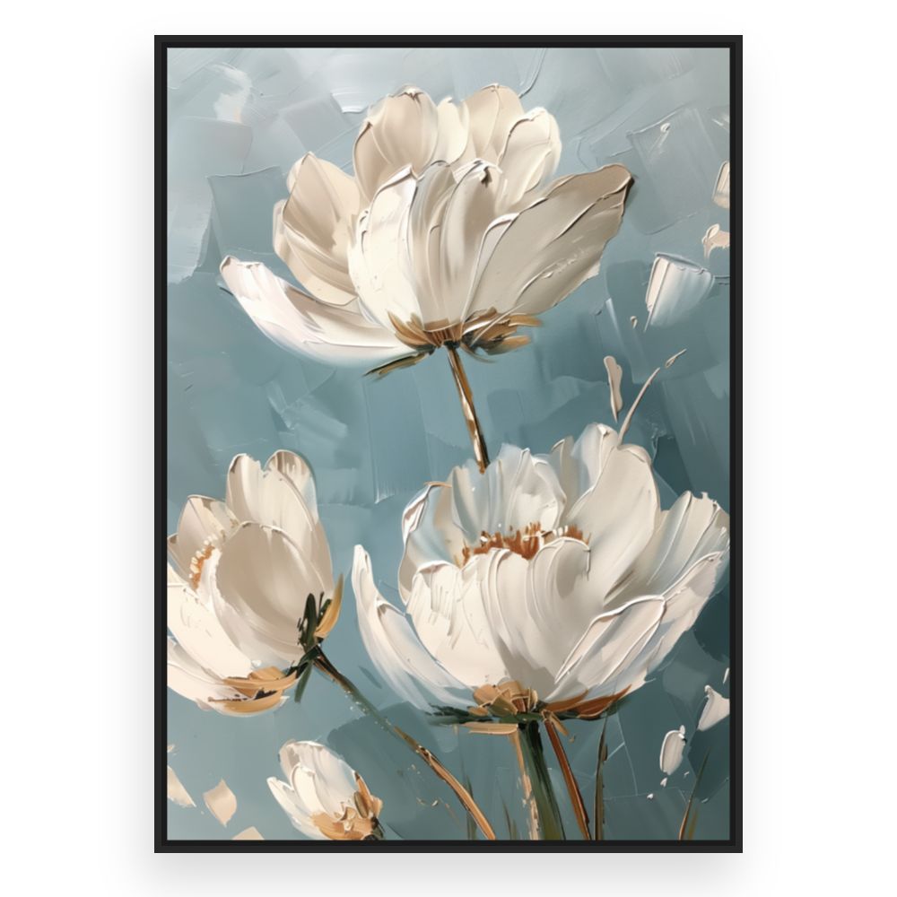 Toile Fleurs élégantes – toile cadre noir (slide 3)