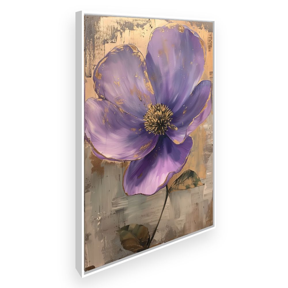 Toile Fleur élégante dorée – toile cadre blanc (slide 2)