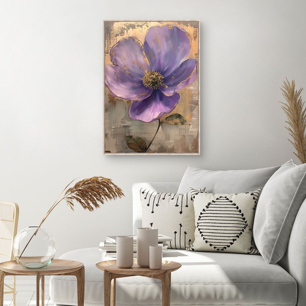 Toile Fleur élégante dorée – toile cadre naturel (slide 1, 60×90)