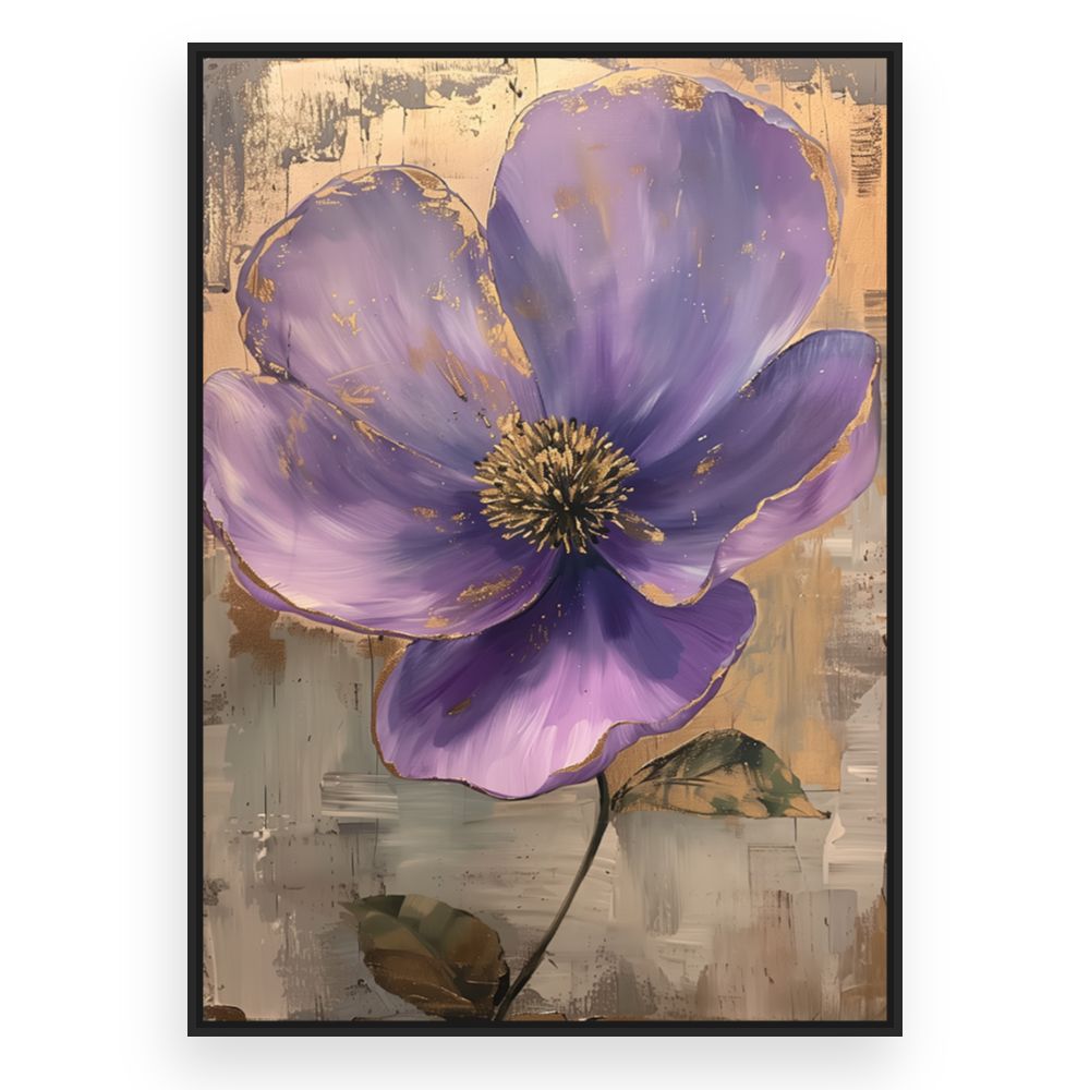 Toile Fleur élégante dorée – toile cadre noir (slide 3)