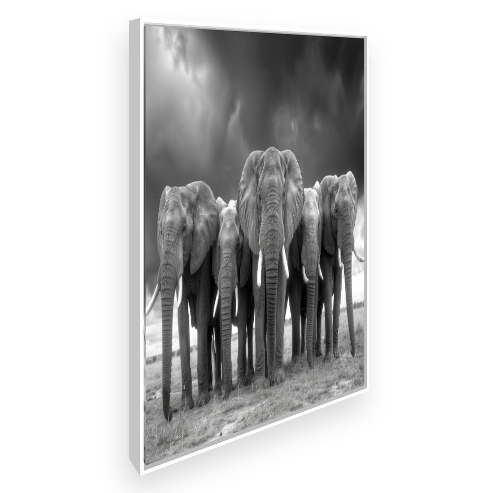 Toile Éléphants majestueux – toile cadre blanc (slide 2)