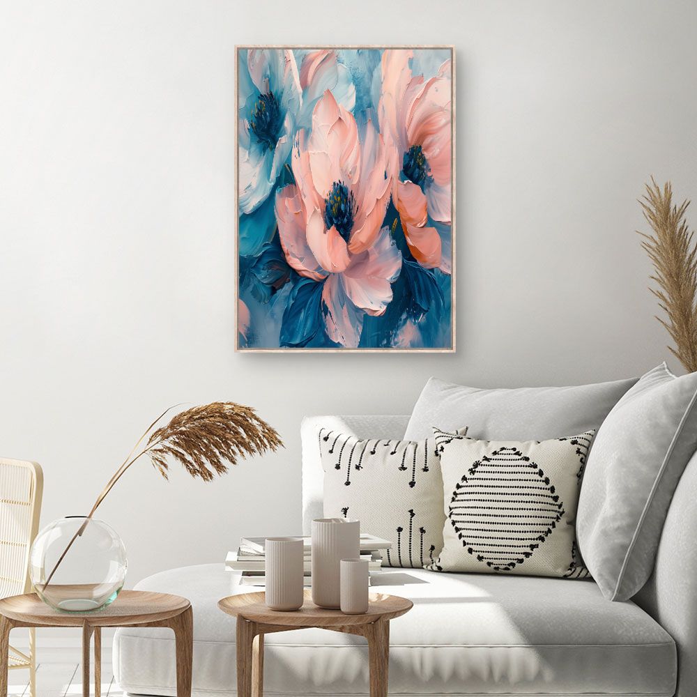 Toile Fleurs élégantes – toile cadre naturel (slide 1, 60×90)