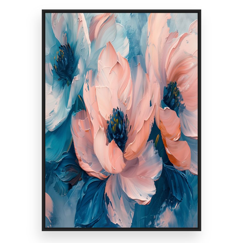 Toile Fleurs élégantes – toile cadre noir (slide 3)