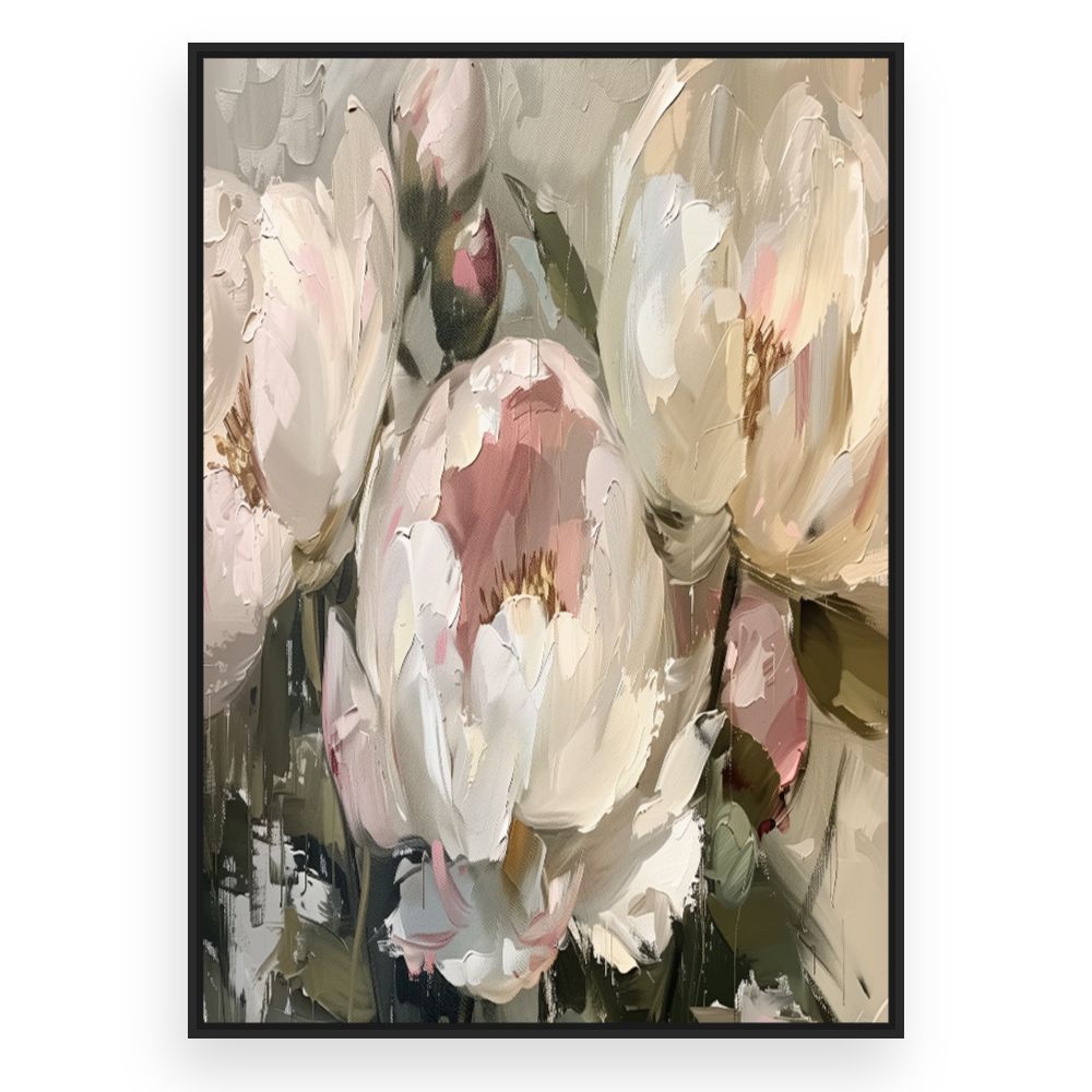 Toile Pivoines élégantes – toile cadre noir (slide 3)