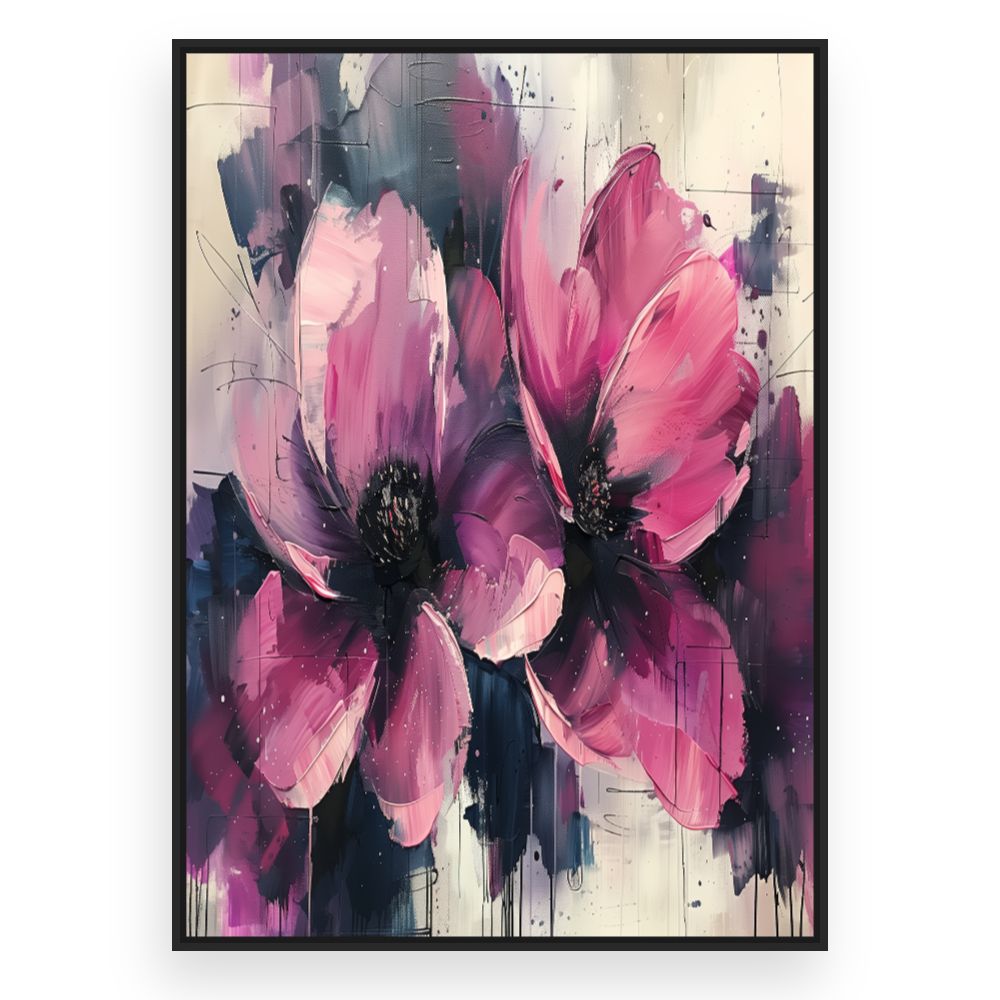 Toile Fleurs abstraites lumineuses – toile cadre noir (slide 3)