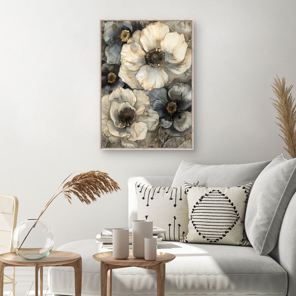 Toile Fleurs délicates – toile cadre naturel (slide 1, 60×90)