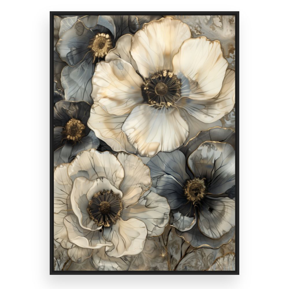 Toile Fleurs délicates – toile cadre noir (slide 3)