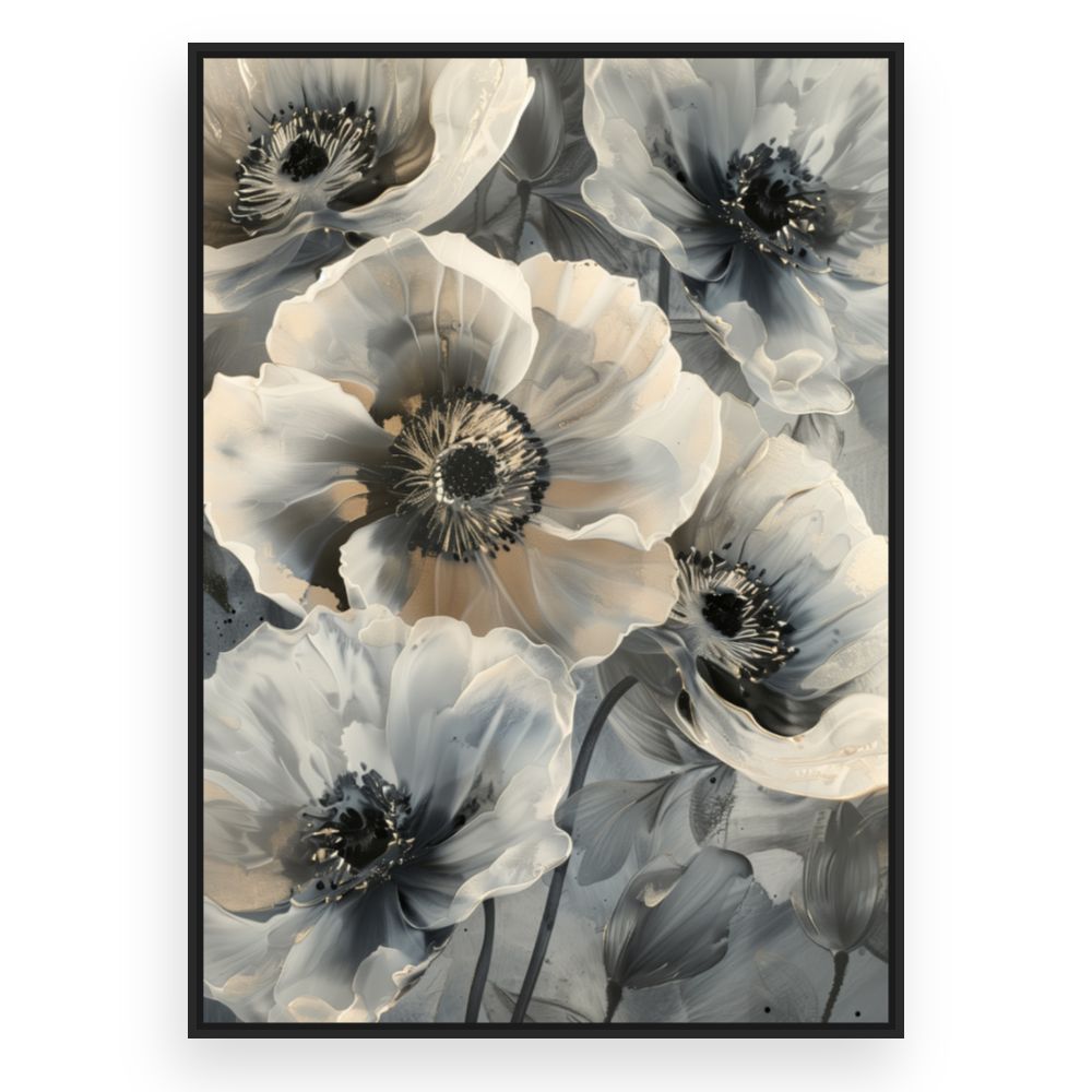 Toile Fleurs élégantes – toile cadre noir (slide 3)