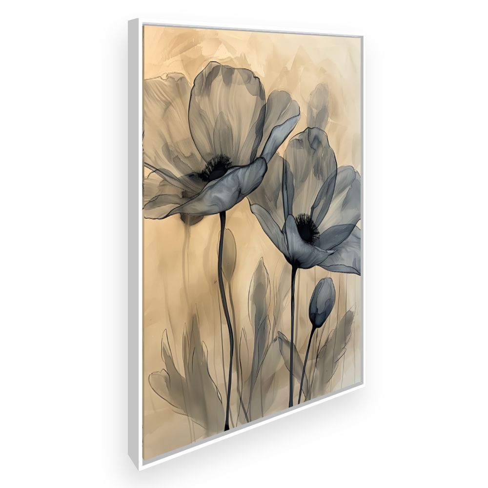 Toile Fleurs élégantes – toile cadre blanc (slide 2)