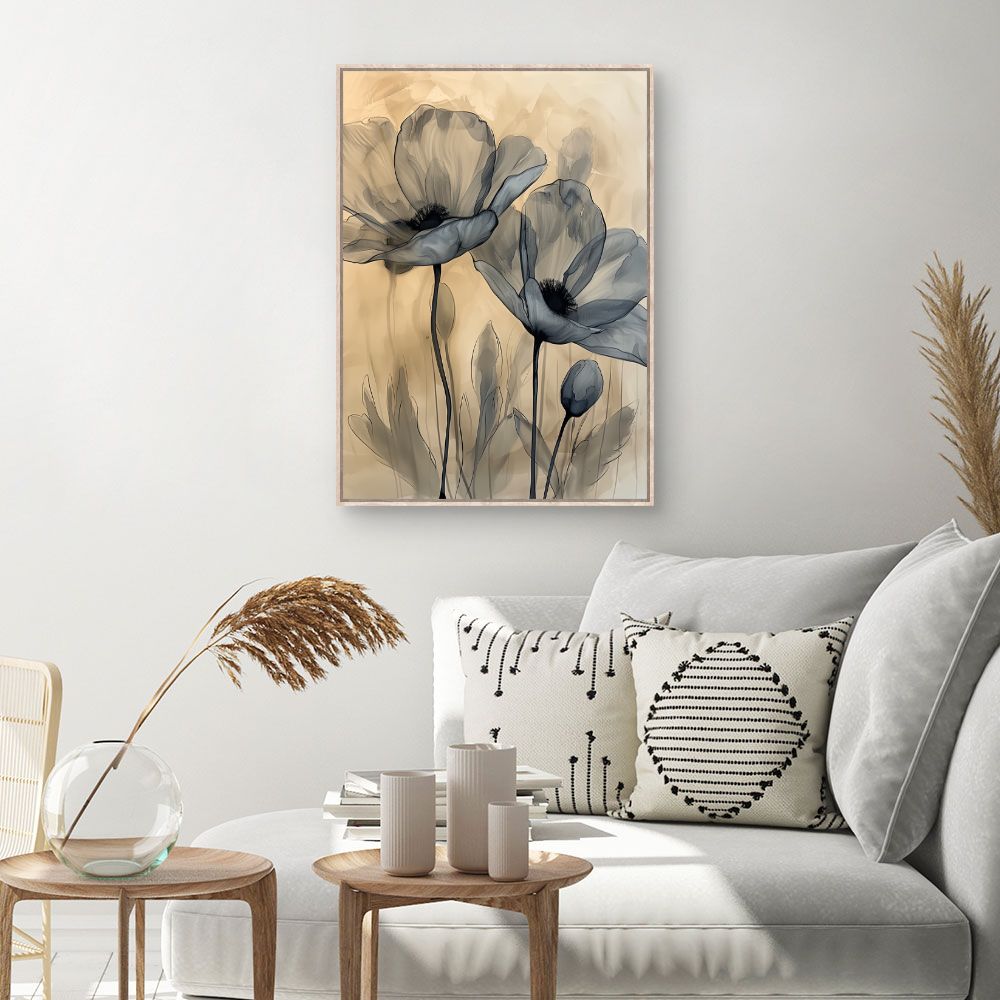 Toile Fleurs élégantes – toile cadre naturel (slide 1, 60×90)