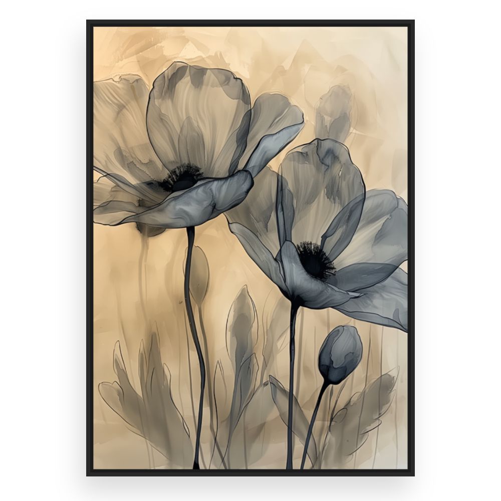 Toile Fleurs élégantes – toile cadre noir (slide 3)