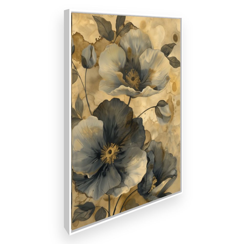 Toile Fleurs élégantes – toile cadre blanc (slide 2)