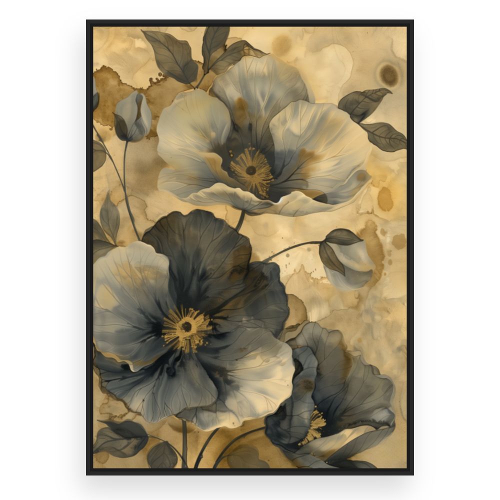 Toile Fleurs élégantes – toile cadre noir (slide 3)