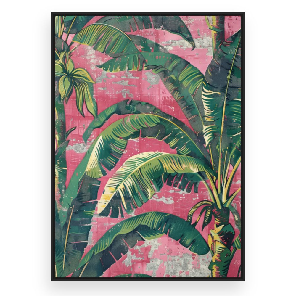 Toile Feuillage tropical vibrant – toile cadre noir (slide 3)