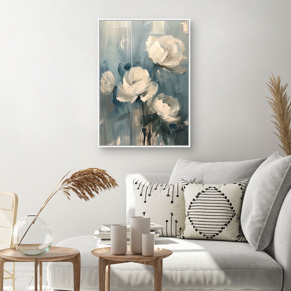 Toile "Élégantes fleurs blanches"