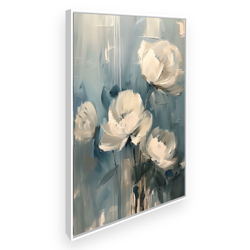 Toile Élégantes fleurs blanches – toile cadre blanc (slide 2)