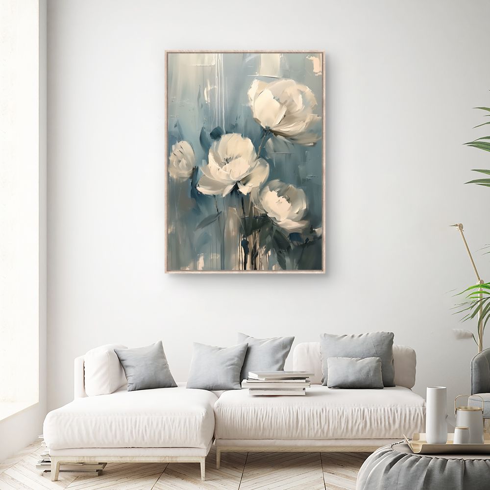 Toile "Élégantes fleurs blanches"