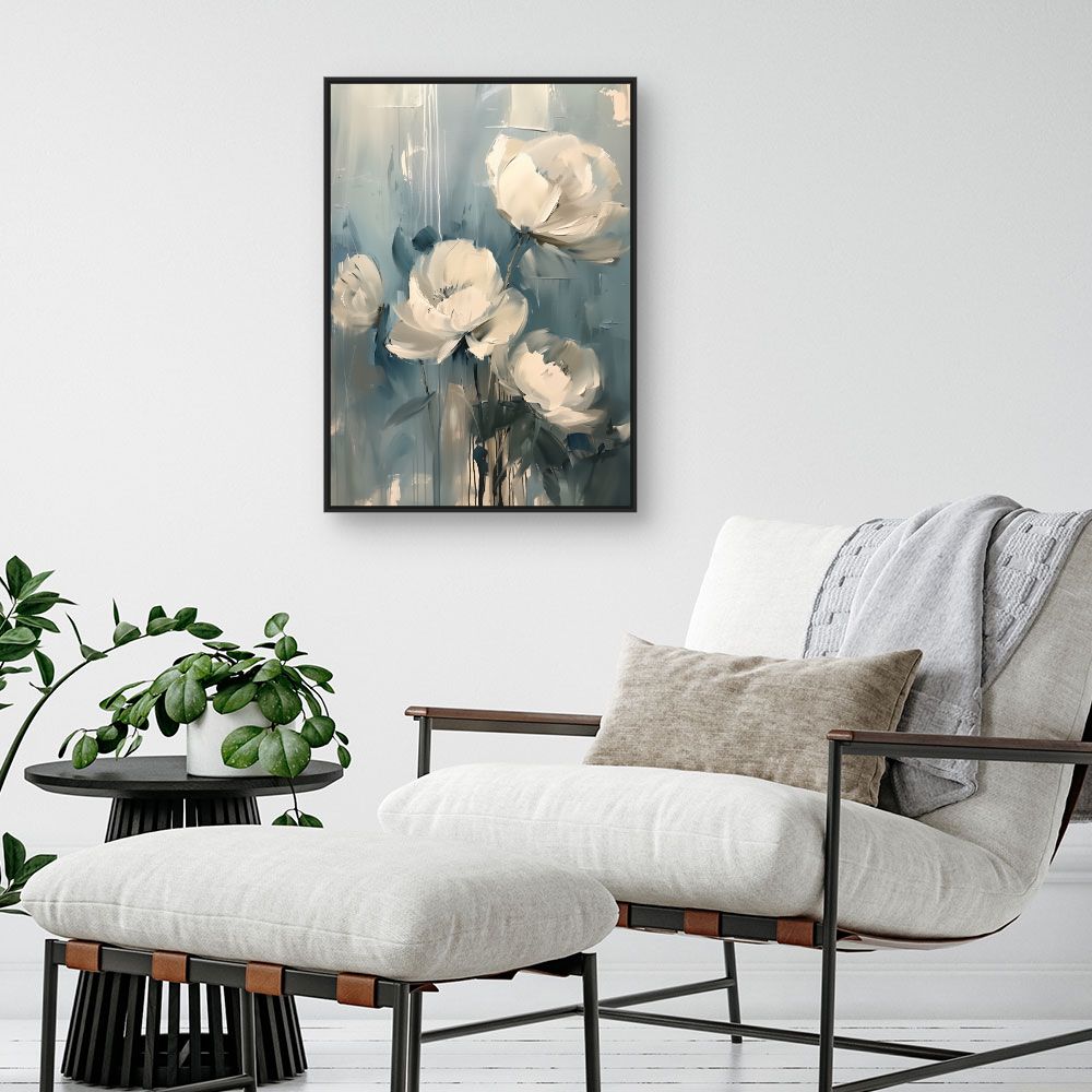 Toile "Élégantes fleurs blanches"