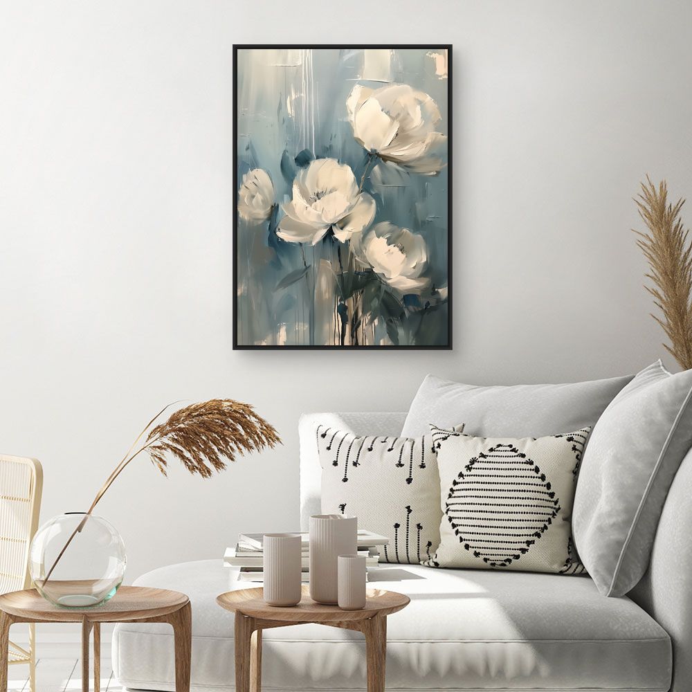 Toile "Élégantes fleurs blanches"