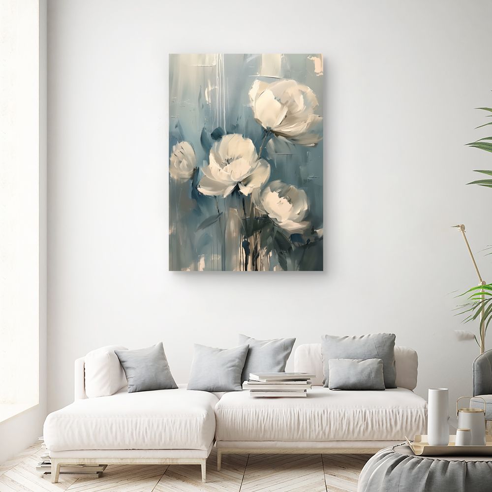 Toile "Élégantes fleurs blanches"