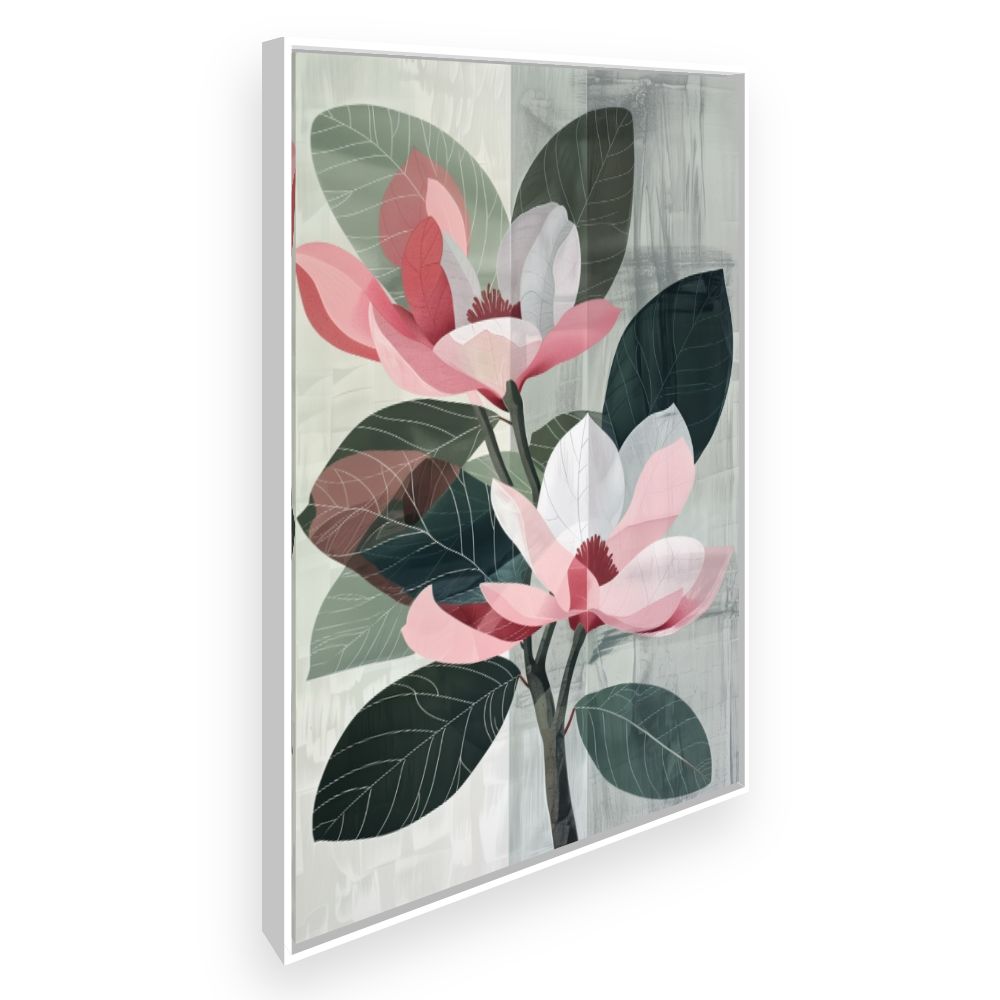 Toile Fleurs élégantes – toile cadre blanc (slide 2)