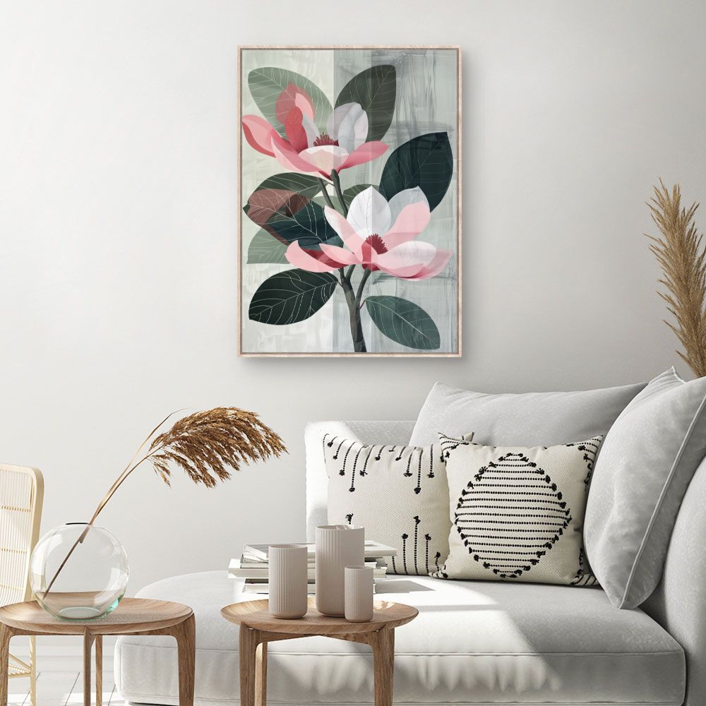 Toile Fleurs élégantes – toile cadre naturel (slide 1, 60×90)