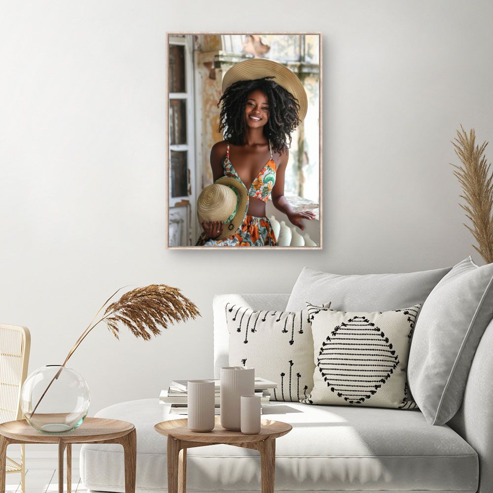 Toile Sourire éclatant – toile cadre naturel (slide 1, 60×90)