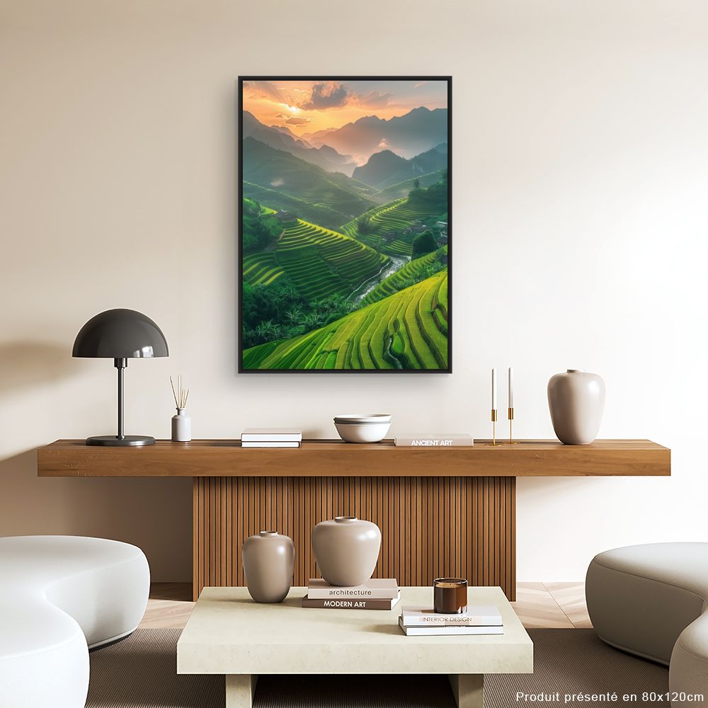 Toile "Paysage vallonné coloré"