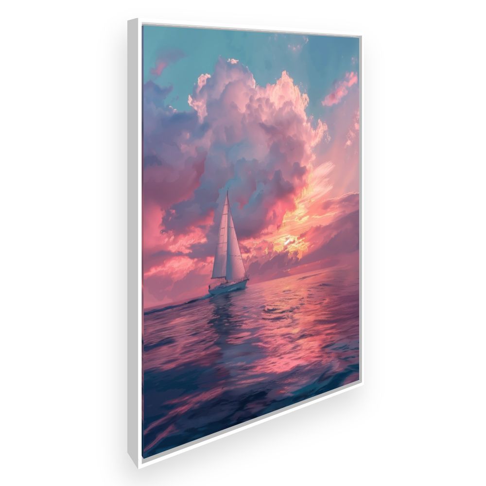 Toile Coucher de soleil marin – toile cadre blanc (slide 2)