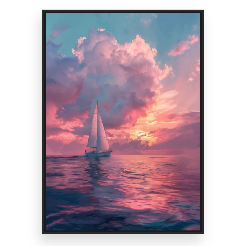 Toile Coucher de soleil marin – toile cadre noir (slide 3)