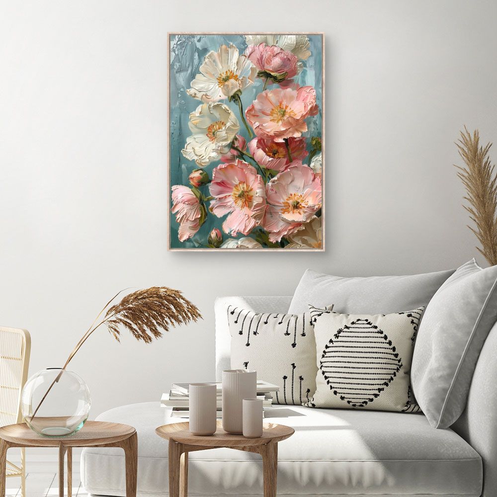 Toile Fleurs délicates – toile cadre naturel (slide 1, 60×90)