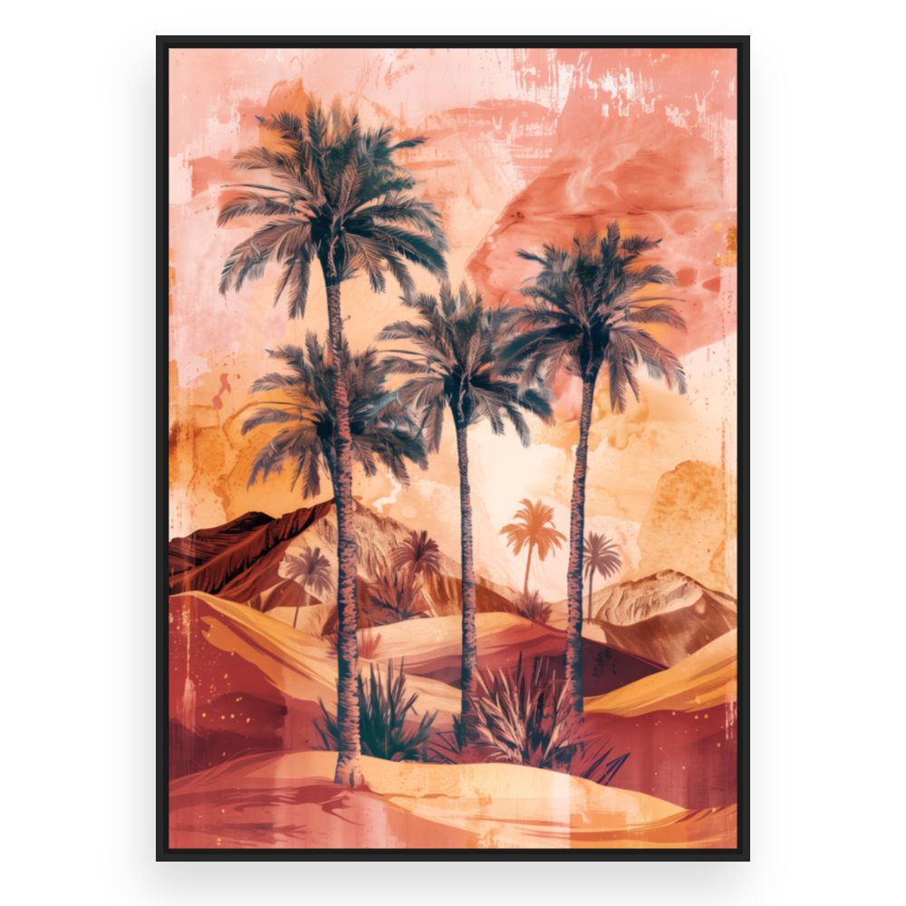 Toile Palmiers désertiques rêveurs – toile cadre noir (slide 3)