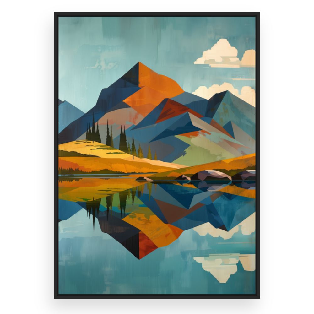 Toile Montagnes sereines – toile cadre noir (slide 3)