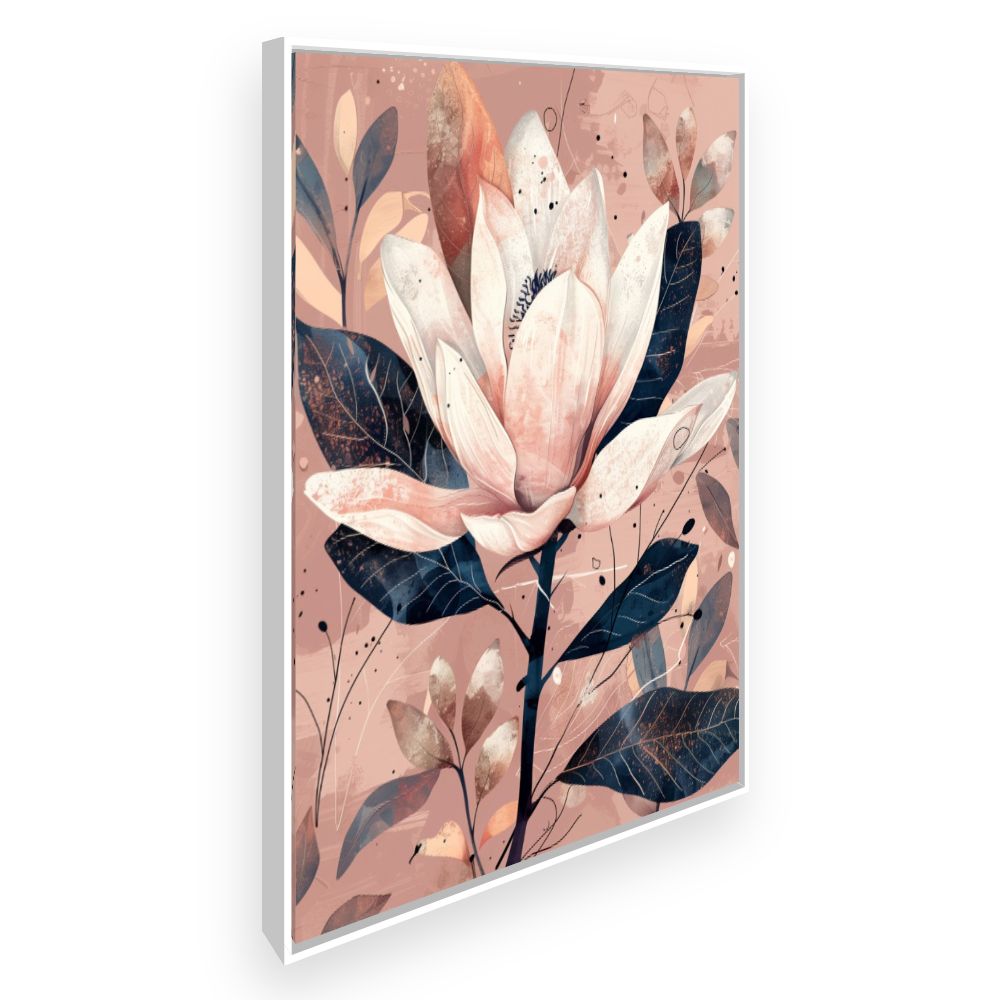 Toile Fleur élégante moderne – toile cadre blanc (slide 2)