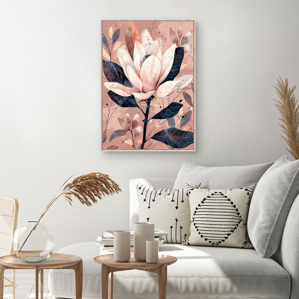 Toile Fleur élégante moderne – toile cadre naturel (slide 1, 60×90)