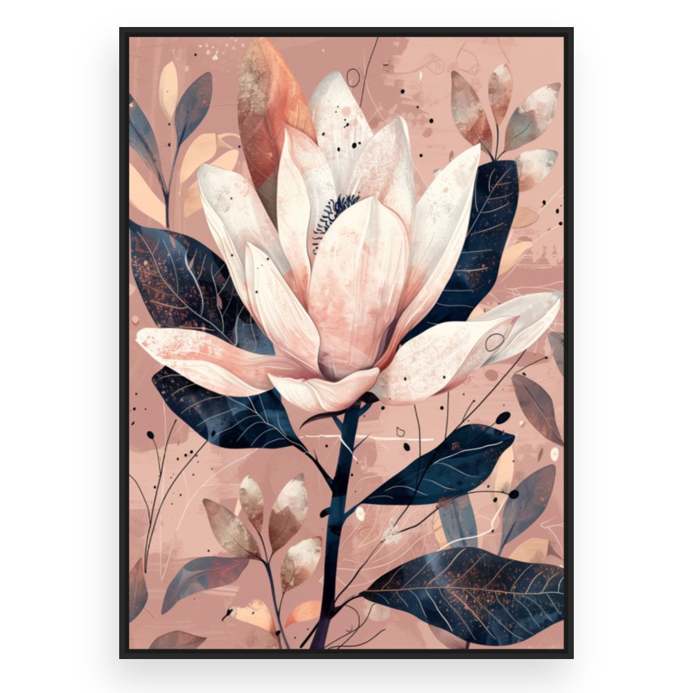Toile Fleur élégante moderne – toile cadre noir (slide 3)