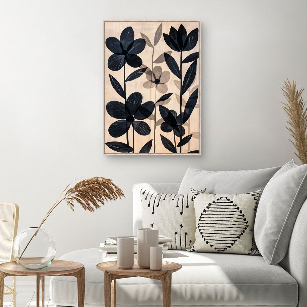 Toile Fleurs élégantes – toile cadre naturel (slide 1, 60×90)