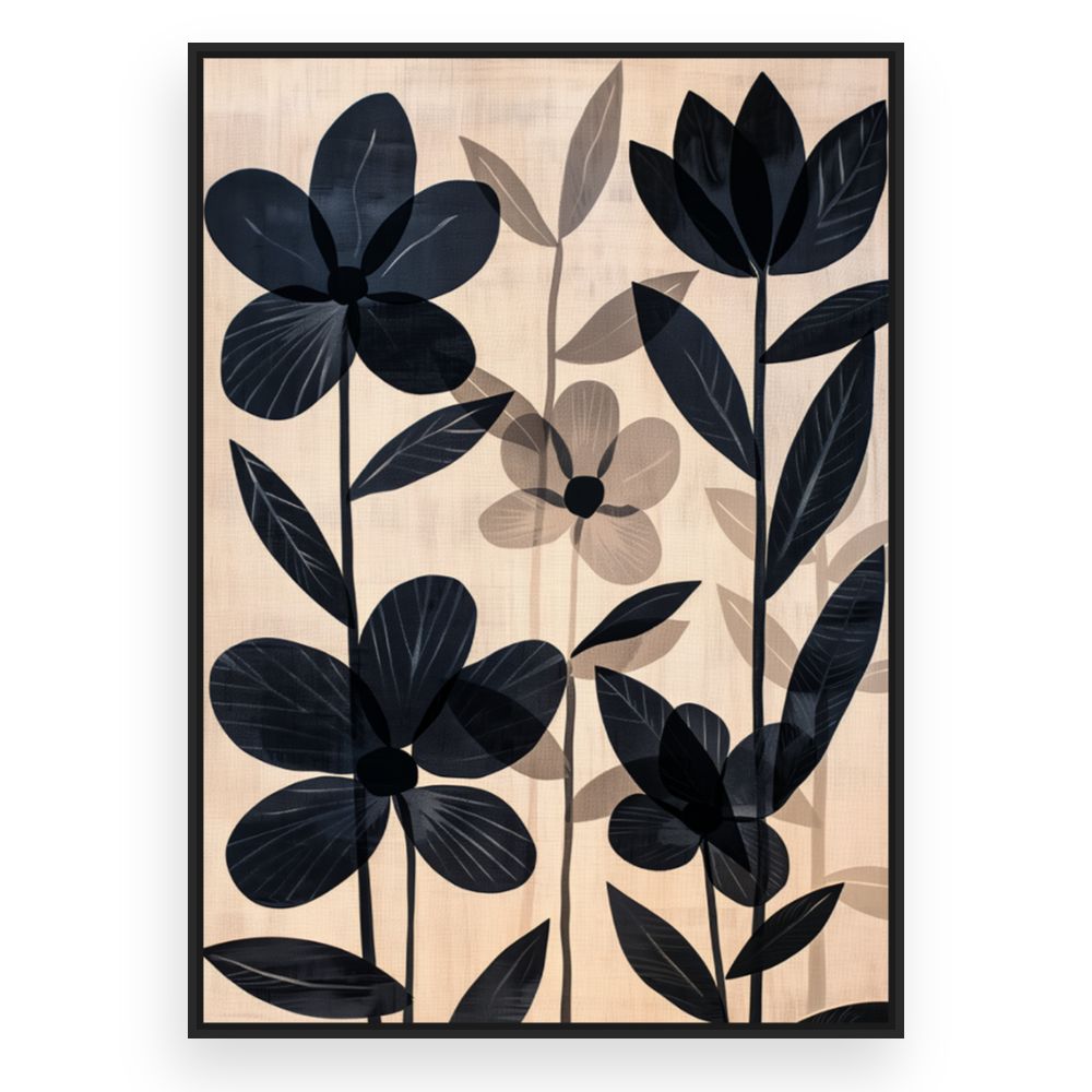Toile Fleurs élégantes – toile cadre noir (slide 3)